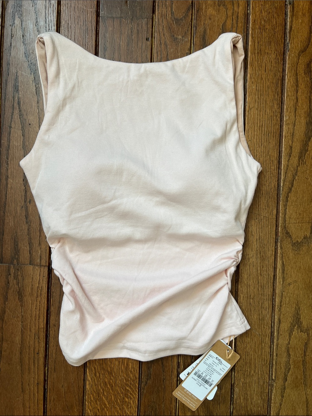 OGL Light Pink High Neck Low Back Ribbed Brami Built In Bra Top Size Small NWT